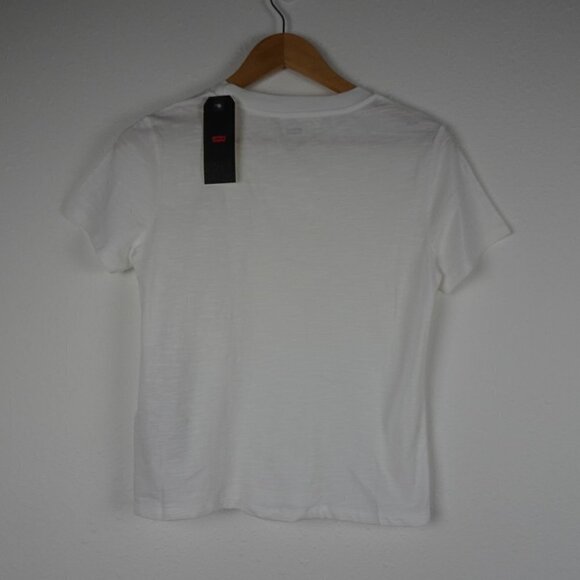 Levi's Pride Logo T-Shirt Women's Size XS White Top Rainbow Spell Out Tee - Picture 4 of 8